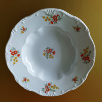 Set of 6 Zsolnay baroque deep plates with primrose flower pattern