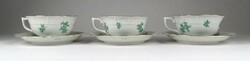 1L548 Három darab régi zöld Eton mintás Herendi porcelán teáscsésze