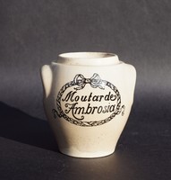 Rare antique granite ceramic jar with ambrosia mustard small tube