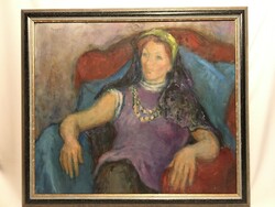 Gráber Margit  ( 1895 - 1983 ) , Önarckép fotelban .