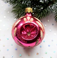 Régi  reflexes  üveg gömb karácsonyfa dísz 6-7 cm