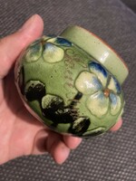 Régi paw csehszlovák kézzel festett készített jelzett kis kerámia mazas váza
