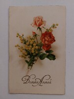 Old postcard floral postcard rose mimosa