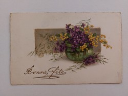 Old postcard floral postcard violet mimosa