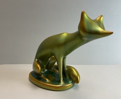 Antik Zsolnay Eozin Art Deco róka- Öttornyos pecséttel- Ritka!!!