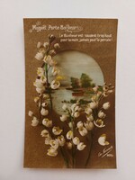 Régi virágos képeslap 1918 levelezőlap tájkép gyöngyvirág