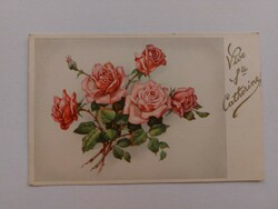 Old postcard floral postcard rose Saint Catherine's day greeting card