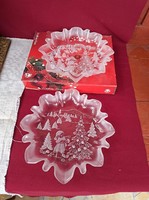 Foglalt!!  karácsonyi téli üveg Original Walther Glas mesés asztalközép kínáló Ünnepre ajándéknak