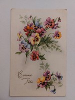 Régi képeslap 1957 virágos levelezőlap árvácska