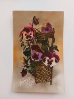 Régi képeslap virágos levelezőlap árvácska