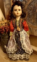 Doll with a porcelain head from a legacy 40 cm, gift with stand
