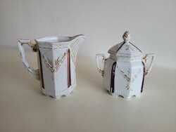 Régi antik porcelán szecessziós kiöntő cukortartó 2 db