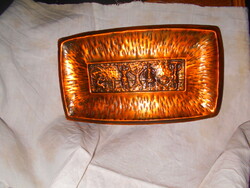 Retro copper bowl 29 cmx 17 cm with vintage motif