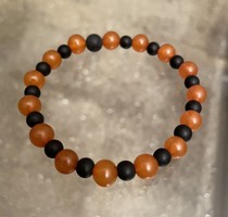 Amber black matte onyx mineral unisex bracelet