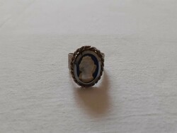Nagyon szép, kamea díszítésű, nyitott ezüstözött gyűrű