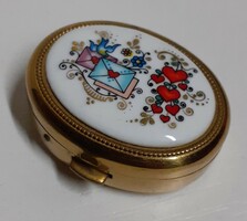 ARANYOZOTT CIZILLELÁLT TETEJÉN PORCELÁN BERAKÁSOS ÉKSZERTARTÓ KIS DOBOZ SZELENCE