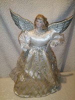 Old, unique, porcelain angel Christmas tree top decoration, decoration, figure.