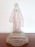 Antik üveg Jézus Szíve szobor vallási kegytárgy 31 cm