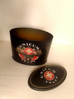 Large oval zwack unicum liqueur metal box with lid, nice condition, coffee holder, kitchen storage