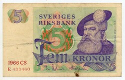 Svédország 5 svéd Korona, 1966