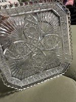 Old richly polished lead crystal bowl, tray, table centerpiece