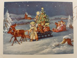 Old mini postcard 1941 Christmas angelic postcard greeting card