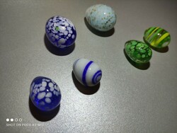 Muránói színes üveg tojás 6 darab együtt kisebb nagyobb