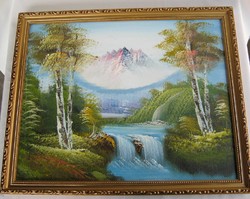 Waterfall landscape painting
