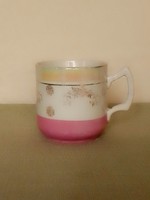 Régi antik eozinos mázas teás kávés manófüles porcelán bögre csésze