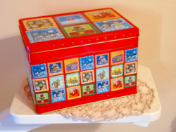Nagyméretű, karácsonyi, nagyon szép, zeneszerkezetes kekszes doboz