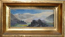 Endre Marsovszky (1916-1989) winter panorama - watercolor (size: 17.5x7 - without frame)