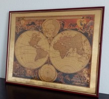 Antique world map, modern print (52x42cm) for sale