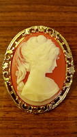 Old badge camea vintage women's brooch
