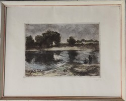 FK/310 - Elekfy Jenő – Fishermen /colored etching/