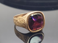 Antik Gránát Köves Arany Gyűrű 14Kt