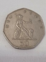 England, United Kingdom, 50 new pence, 1969.