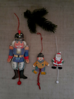 Handmade wooden nutcracker figure Santa Claus and clown doll that can be moved with a string
