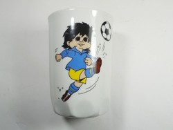 Retro régi Zsolnay Bögre - Foci gyerek focista Espana 1982 mintás - Zsolnay Porcelán Pécs
