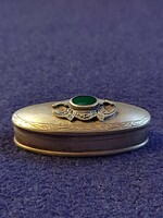 Silver medicine box with green stone