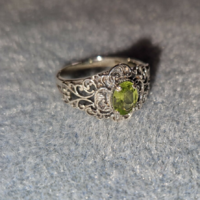 Peridot gemstone antique style/sterling silver ring 54, 925 - new