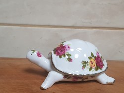 Angol porcelán rózsás teknős formájú ékszertartó