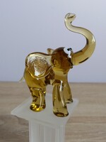 Sárga üveg elefánt figura