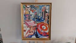 (K) beautiful art deco painting 56x70 cm with frame