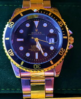Rolex submariner quality replica. Quartz watch with gold-plated buckles