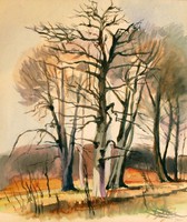 Altorjai 1964. Autumn forest 45.5x40cm watercolor landscape