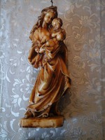 TK Nagyméretű Mária a kis Jézussal szobor patinázott művészgyanta ritkaság  24.5 cm
