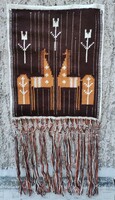 Németh Éva (1930 - ) Retro magyar textilművész szövött gyapjú fali kárpitja szőnyege