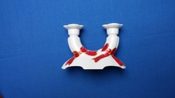 White porcelain candle holder with painted red bow