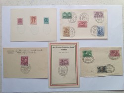 Emlékbélyegzések bélyegeken 1939-1943 - 5 db