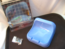 Retro blue plastic wall soap dish rival bad